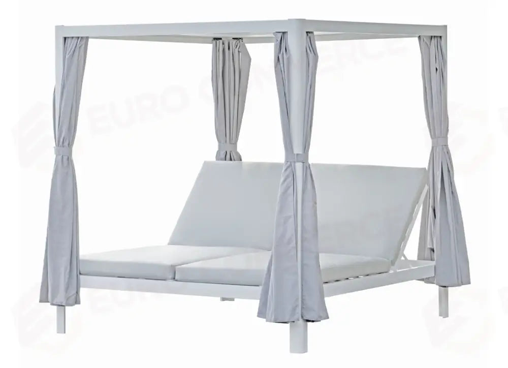 DAYBED IN ALLUMINIO - CUSCINI IN PVC GRIGIO CHIARO - BIANCO