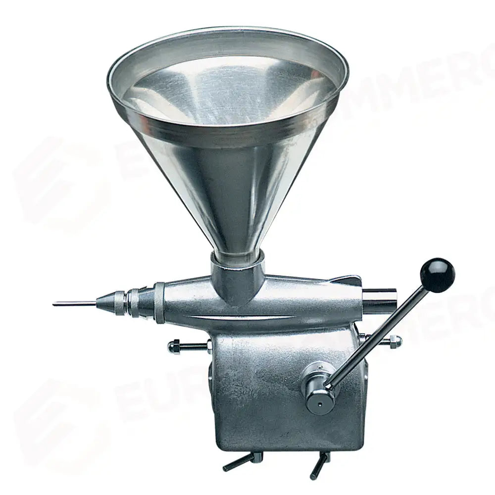 DOSATRICE MANUALE CON STRUTTURA IN ALLUMINIO STANTUFFO IN ACCIAIO INOX UGELLI E PISTONE IN ACCIAIO AISI 304 - TRAMOGGIA
