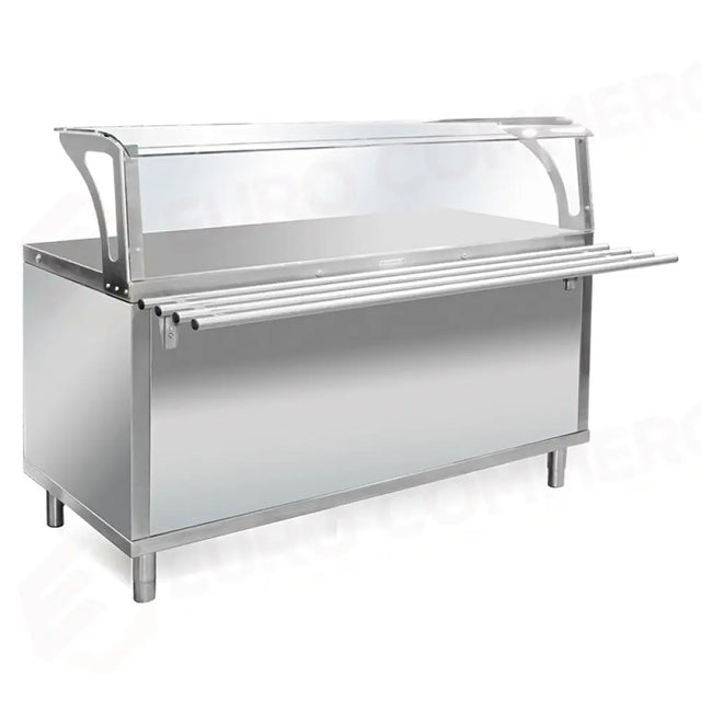 ELEMENTO NEUTRO 3 X GN 1/1 CON PARAFIATO E BANCALINA, MANIGLIA DI SPINTA, SU RUOTE, 2 CON FRENO - 6703N-RM - METALCARRELLI