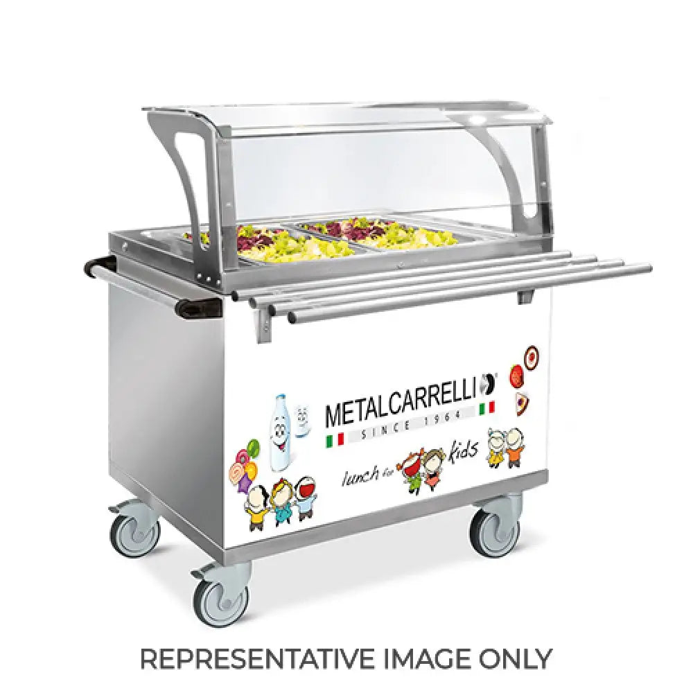 ELEMENTO REFRIGERATO 2 X GN 1/1 CON PARAFIATO SERVIZIO BAMBINI E BANCALINA MANIGLIA RUOTE 2 FRENATE - 6702FH