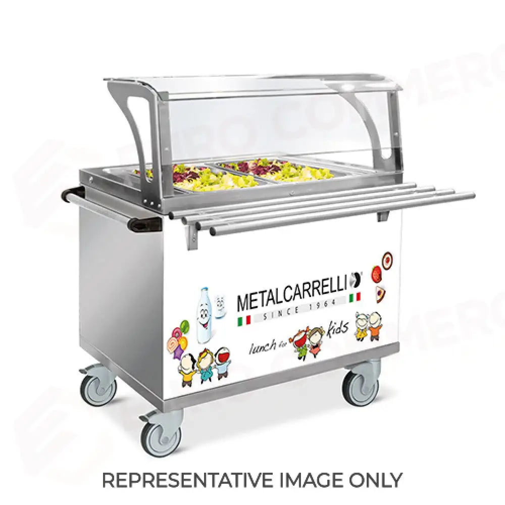 ELEMENTO REFRIGERATO 2 X GN 1/1 CON PARAFIATO SERVIZIO BAMBINI E BANCALINA MANIGLIA RUOTE 2 FRENATE - 6702FH-RM