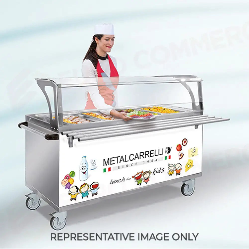 ELEMENTO REFRIGERATO 3 X GN1/1 CON PARAFIATO SERVIZIO BAMBINI E BANCALINA MANIGLIA RUOTE 2 FRENATE - 6703FH-RM