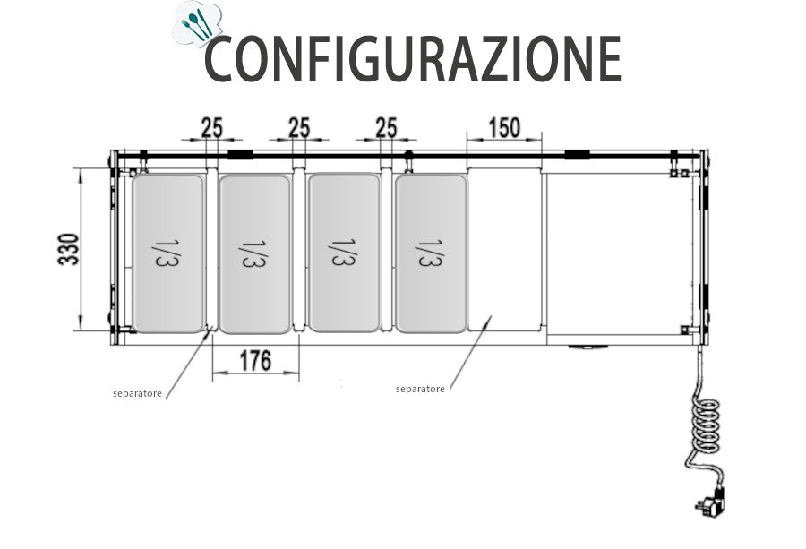 VETRINA INGREDIENTI ATOSA CON TECA IN VETRO - GN 1/3 - ESL3881-GR - ATOSA