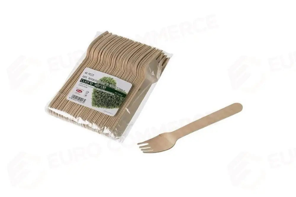 FORCHETTA IN LEGNO NATURALE - 16 CM - Q1013 - LEONE - MONOUSO BIO