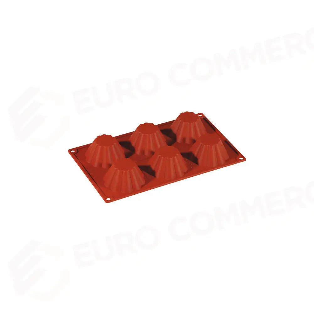 FORMAFLEX STAMPO IN SILICONE MULTIPORZIONE 175 X 300 MM - 6 IMPRONTE BRIOCHETTE CANNELLATA Ø 79 X H 37 MM VOL. 100 ML