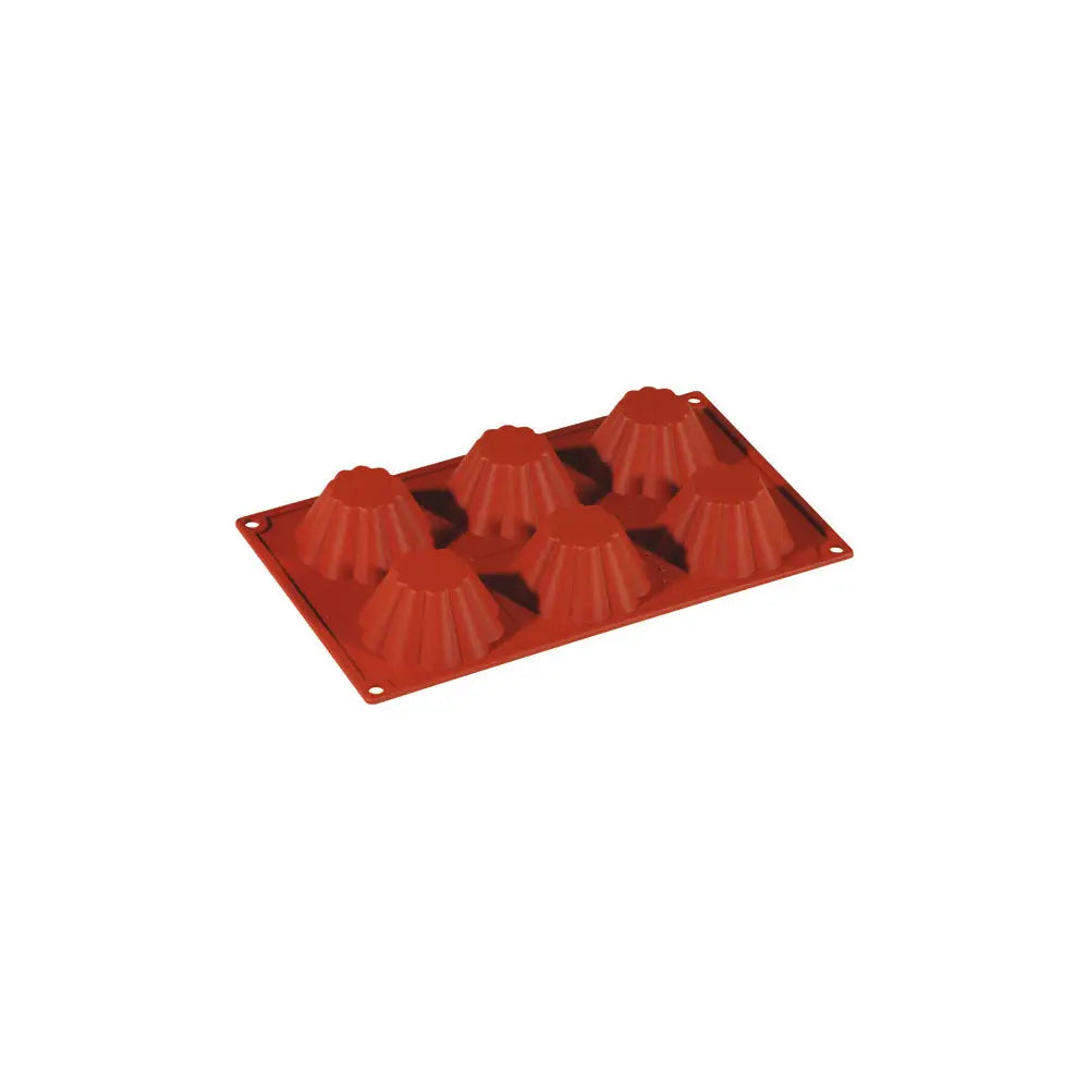 FORMAFLEX STAMPO IN SILICONE MULTIPORZIONE 175 X 300 MM - 6 IMPRONTE BRIOCHETTE CANNELLATA Ø 79 X H 37 MM VOL. 100 ML