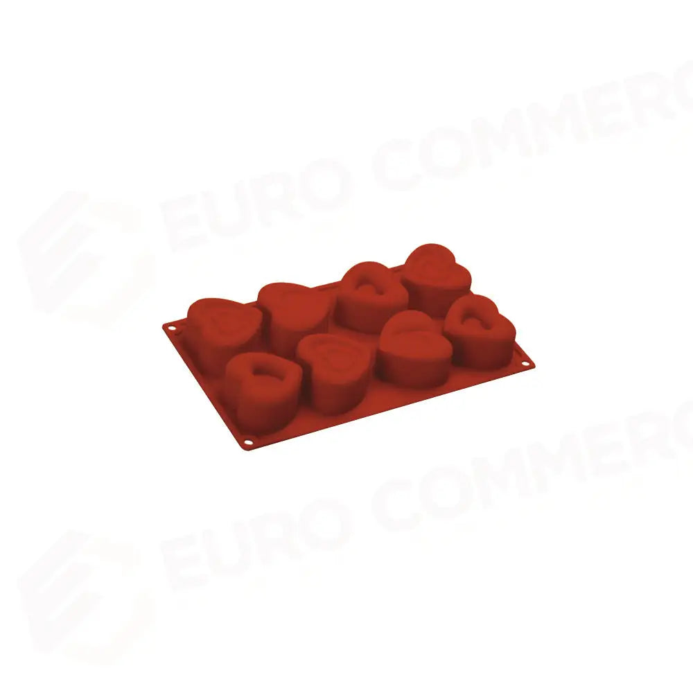FORMAFLEX STAMPO IN SILICONE MULTIPORZIONE 175 X 300 MM - 8 IMPRONTE CUORE MM 60X75X67 H VOL. 110 ML - FR064 - PAVONI