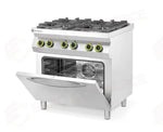 FORNELLO A GAS 4 FUOCHI CON FORNO CONVEZIONE GN 1/1 HENDI KITCHEN LINE 230V/3000W 19KW 800X - 225882