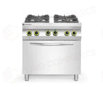 FORNELLO A GAS 4 FUOCHI CON FORNO CONVEZIONE GN 1/1 HENDI KITCHEN LINE 230V/3000W 19KW 800X - 225882