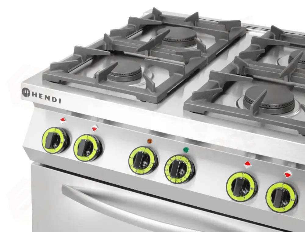 FORNELLO A GAS 4 FUOCHI CON FORNO CONVEZIONE GN 1/1 HENDI KITCHEN LINE 230V/3000W 19KW 800X - 225882