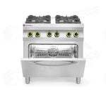 FORNELLO A GAS 4 FUOCHI CON FORNO CONVEZIONE GN 1/1 HENDI KITCHEN LINE 230V/3000W 19KW 800X - 225882