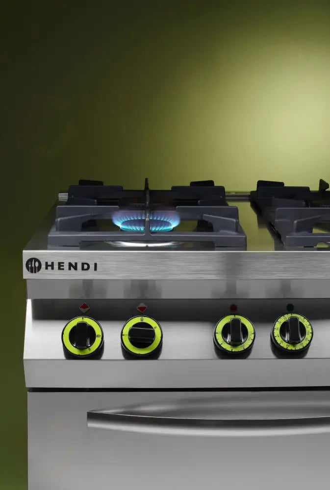 FORNELLO A GAS 4 FUOCHI CON FORNO CONVEZIONE GN 1/1 HENDI KITCHEN LINE 230V/3000W 19KW 800X - 225882