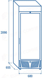 FREEZER VERTICALE DA 350 LT. CON OPALINA PUBBLICITARIA L1 -15°C/-18°C - TNG 480C - COOL HEAD