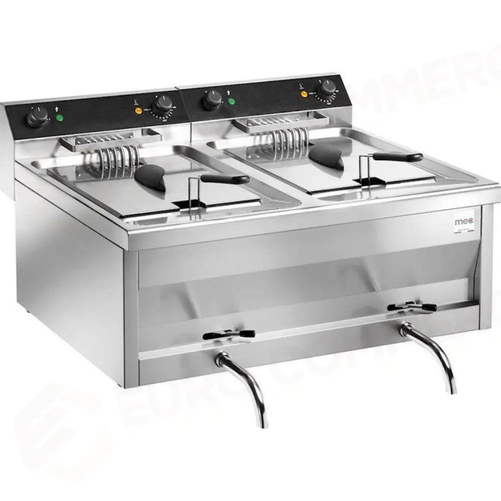 Friggitrice Elettrica da Banco Mec FT12+12VB- Capacità Olio 12+12 lt - Con Rubinetto di Scarico