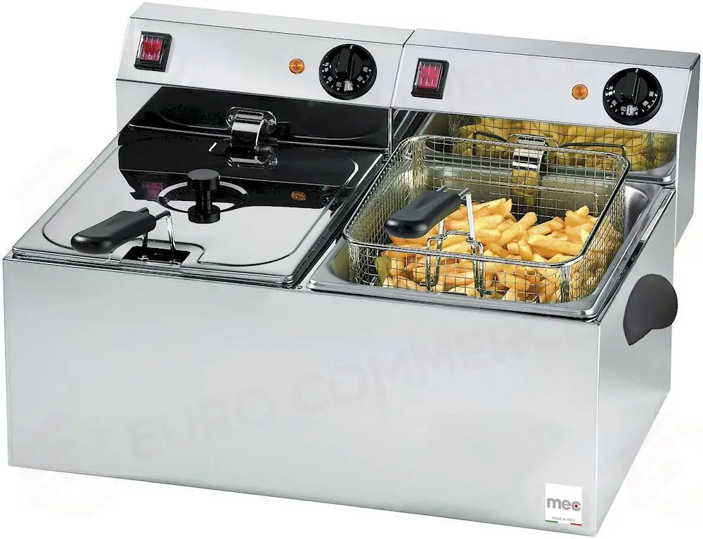 Friggitrice Elettrica da Banco Mec FT88V - Capacità Olio 8+8 lt - Con Rubinetto di Scarico