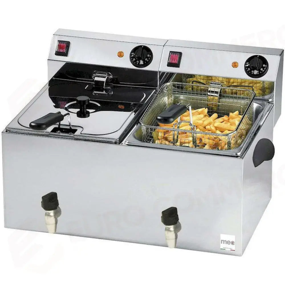 Friggitrice Elettrica da Banco Mec FT99V - Capacità Olio 9+9 lt - Con Rubinetto di Scarico