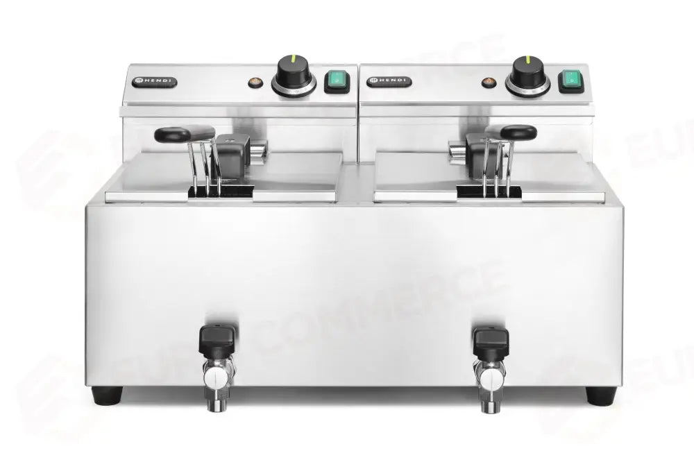 FRIGGITRICE PROFI LINE CON RUBINETTI DI SCARICO - 2 X 8 L HENDI 16L 230V/7000W 610X5 - 209301