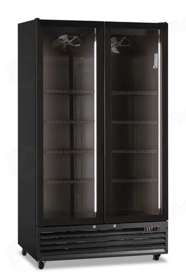 FRIGO VETRINA 2 ANTE, PORTA BATTENTE, PORTA VETRO, VENTILATO, LINEA ICOOL - 0 °C / +10 °C - ICOOL 110 BLACK - KLIMAITALIA