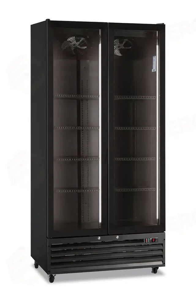 FRIGO VETRINA 2 ANTE, PORTA BATTENTE, PORTA VETRO, VENTILATO, LINEA ICOOL - 0 °C / +10 °C - ICOOL 80 BLACK - KLIMAITALIA