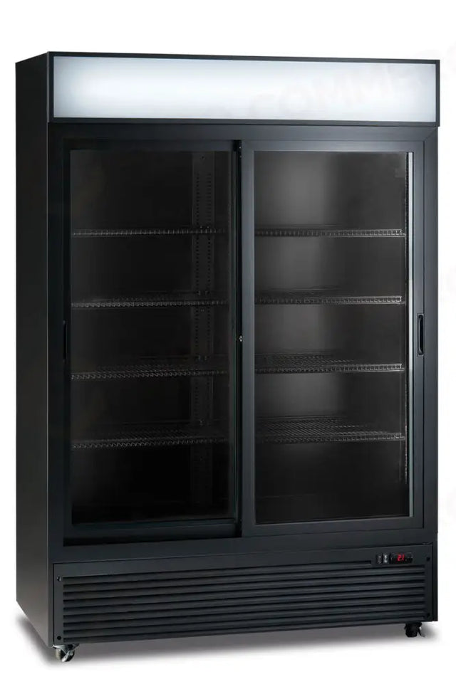 FRIGO VETRINA 2 ANTE, PORTA SCORREVOLE, PORTA VETRO, VENTILATO - 0 °C / +10 °C - CL 1300 V2GC SL BLACK - KLIMAITALIA