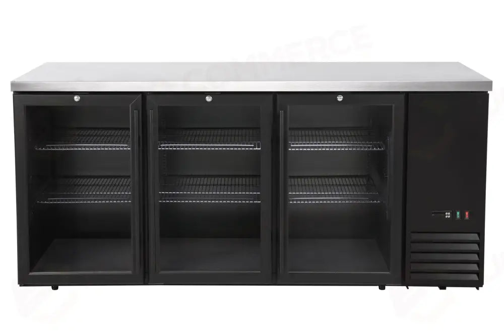 FRIGORIFERO BAR POSTERIORE CON COMPRESSORE LATERALE PORTE IN VETRO ARKTIC 4 RIPIANI 283L NERO