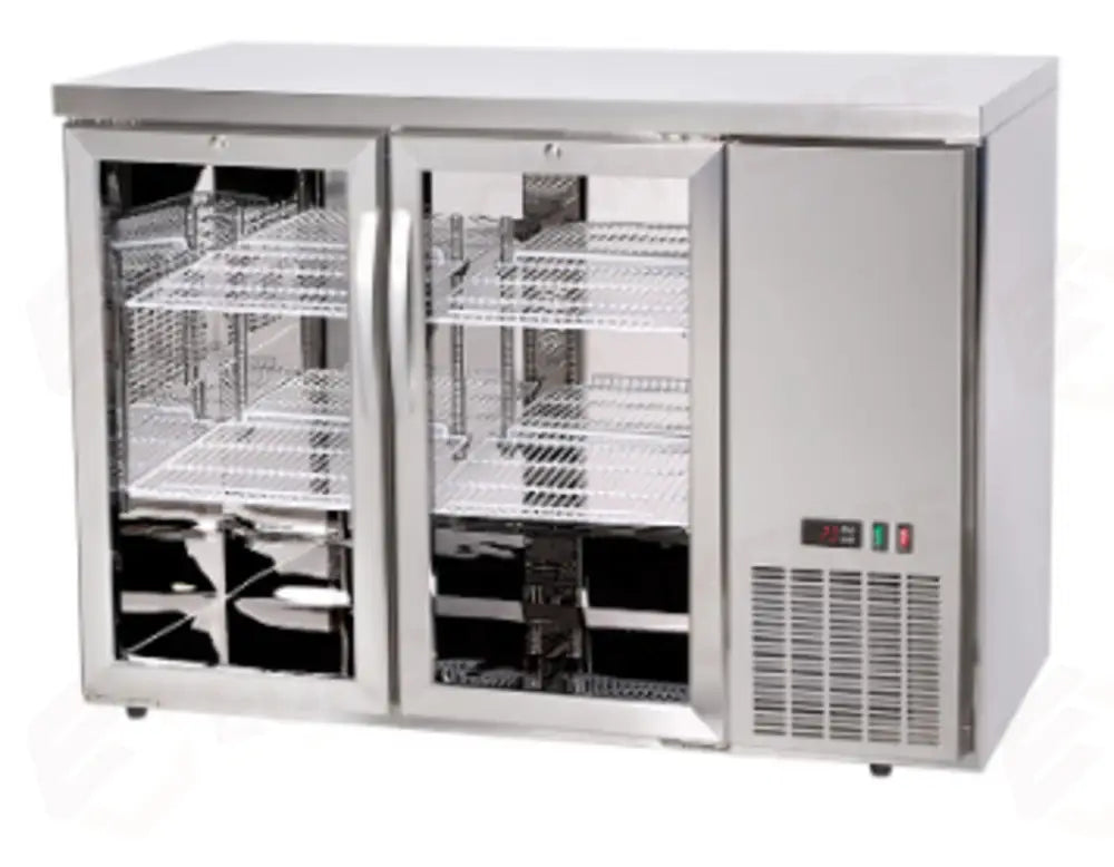 FRIGORIFERO BAR POSTERIORE CON COMPRESSORE LATERALE PORTE IN VETRO ARKTIC 4 RIPIANI 283L ARGENT