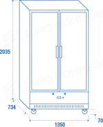 DRINK COOLER A ESPOSIZIONE TOTALE (1200 LT.) M2 -1°C/+7°C - DC 1200W - COOL HEAD