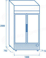 DRINK COOLER VERTICALE 800 LT. CON OPALINA PUBLICITARIA K1 0°C/+7°C - TKG 800H - COOL HEAD