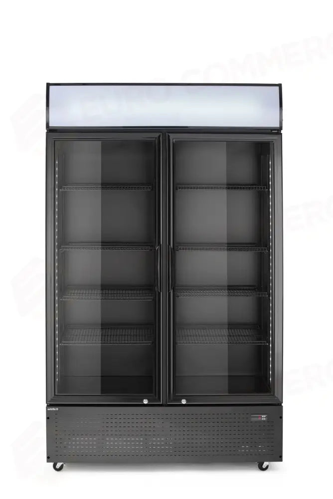 FRIGORIFERO PER BAR POSTERIORE CON PANNELLO RETROILLUMINATO DOPPIA PORTA ARKTIC 512L NERO 220-2