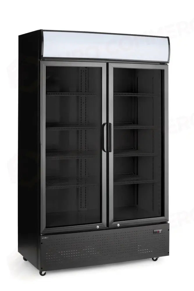FRIGORIFERO PER BAR POSTERIORE CON PANNELLO RETROILLUMINATO DOPPIA PORTA ARKTIC 512L NERO 220-2 - HENDI