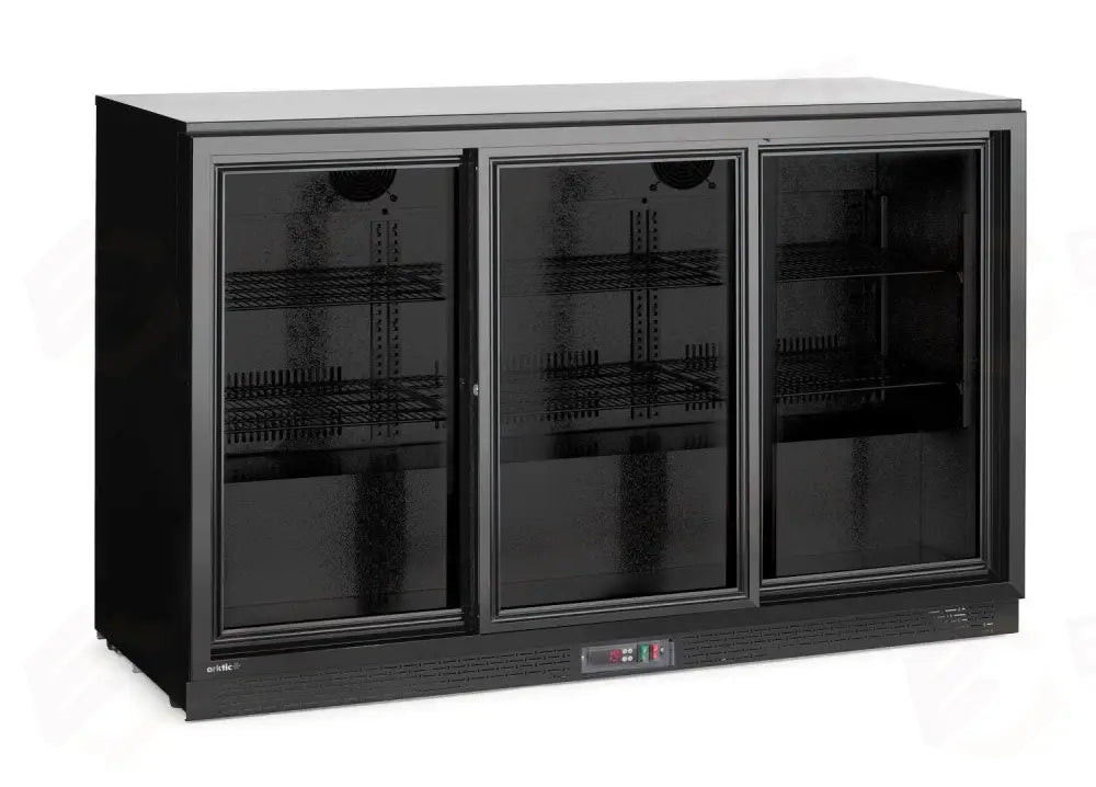 FRIGORIFERO PER BARRA POSTERIORE CON PORTE SCORREVOLI TRIPLE ARKTIC 308L NERO 220-240V/160W 135 - HENDI
