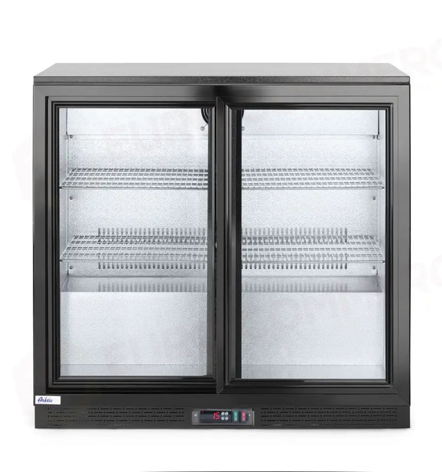 FRIGORIFERO PER BARRA POSTERIORE CON DOPPIE PORTE SCORREVOLI, ARKTIC, 158L, NERO, 230V/160W, 520X900 - 233917