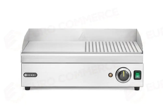 Plaque de cuisson demi-nervurée, Hendi, gamme Kitchen Line, 220-240 V/2400 W, 527 x 404 x (H) 233 mm