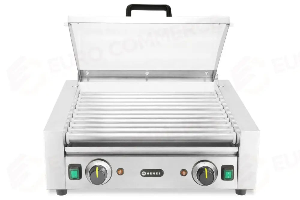 GRIGLIA PER WURSTEL - 2 ZONE CON COPERCHIO A RISPARMIO ENERGETICO 230V/980W 566X527X(H)259M - HENDI