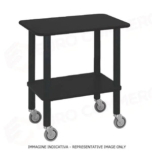GUÉRIDON COLORE NERO GAMBE IN LEGNO 2 RUOTE FRENATE - 1095SN-F - METALCARRELLI - CARRELLI