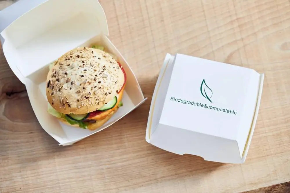 HAMBURGER BOX COMPOSTABILE BIANCO - 20,5X10,7X7,7CM - 1800 ML - Q4020 - LEONE - MONOUSO BIO