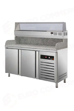HC MMZA 150 + GMIA 154 HC -TAVOLO FRIGORIFERO PIZZA (404 LT.)2 PORTE + GRAN. + VETRINA 6XGN 1/3(ESCLUSE) - ASPES
