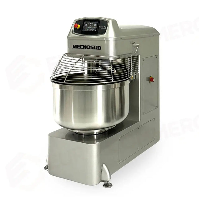 IMPASTATRICE A SPIRALE AUTOMATICA SERIE MASSIMA, CON 2 MOTORI, 2 INVERTER, TESTA E VASCA FISSA KG. 200 V.400/50-60/3 VEL. VARIABILE INDIPENDENTE DELLA SPIRALE E DELLA VASCA, TIMER TOUCH-SCREEN, LUCE VASCA, SENSORE TEMPERATURA - KG - M200 PLUS - MECNOSUD