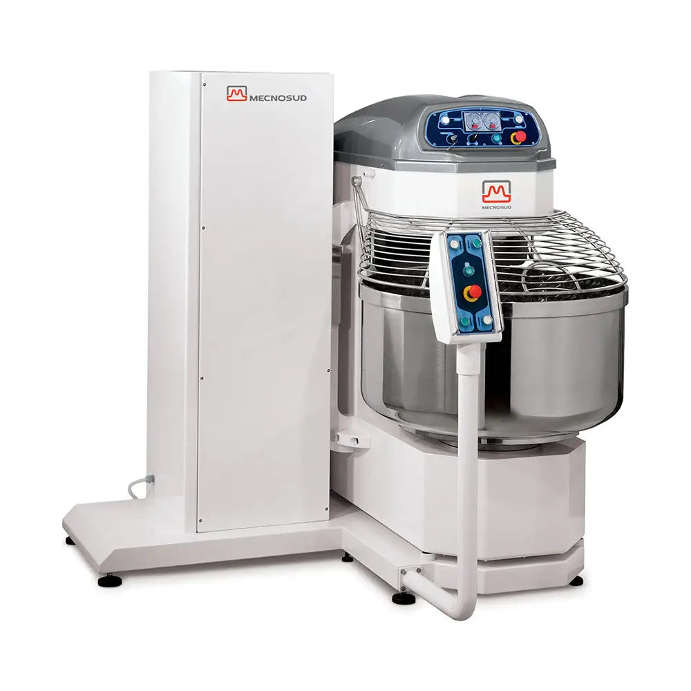 IMPASTATRICE A SPIRALE TESTA E VASCA FISSA KG. 80 V.400/50/3 2 VEL. CON RIBALTATORE SU SPEZZATRICE - KG - SPRS80