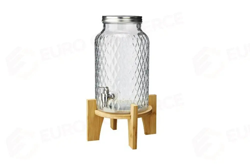 JAR CON BASE IN BAMBOO TRASPARENTE - 5,6L - 41X23X23 CM - T3026 - LEONE - VETRO