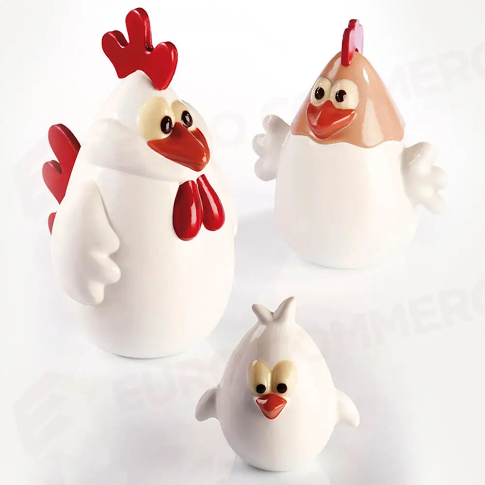 KIT CHICKEN FAMILY 3 DIMENSIONI: A 120 X 135 X H 190 MM B 135 X 110 X H 145 MM C 85 X 75 X H 90 MM LA CONFEZIONE
