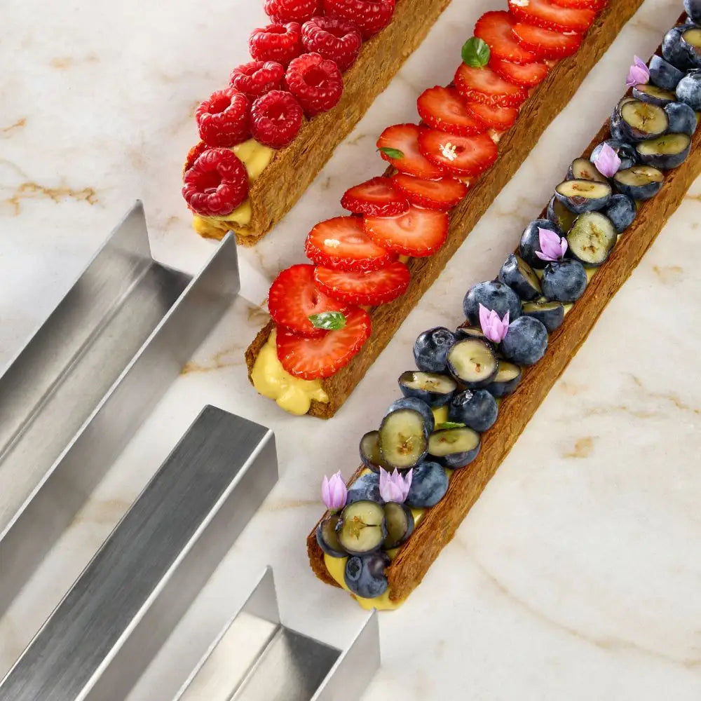 KIT STAMPI SFOGLIA MONOPORZIONE FASCIA IN ALLUMINIO MM 380X33X30 H E TUBO INOX MM - KMF01 - PAVONI ITALIA