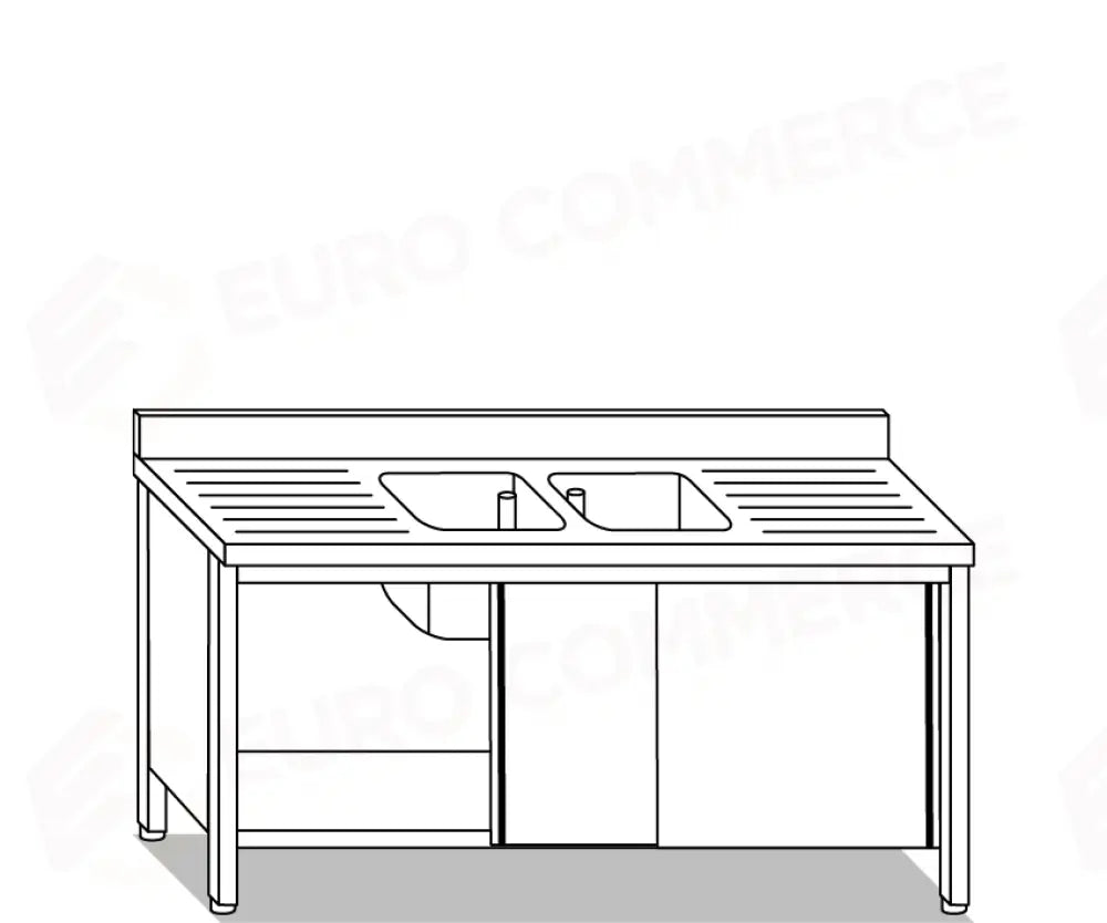 LAVATOI EUR BASI IN ACCIAIO INOX AISI 441 PIANO E TOP LAVELLO IN ACCIAIO INOX AISI 304 - V01613 V01713 - MITTEL