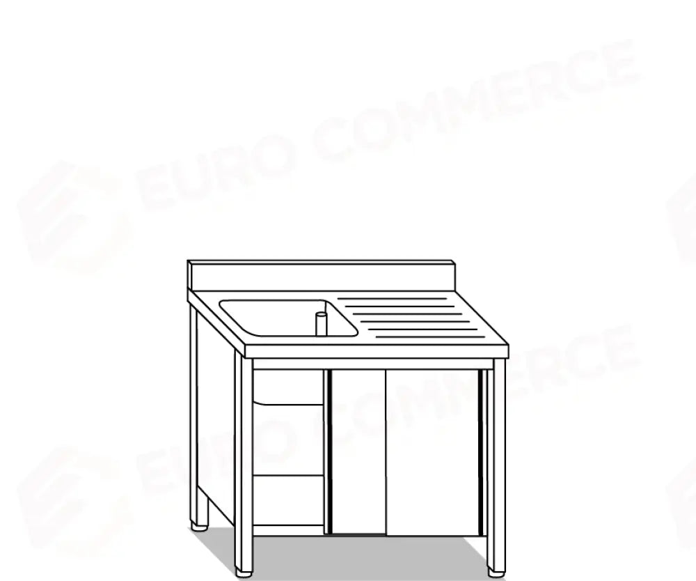 LAVATOI EUR BASI IN ACCIAIO INOX AISI 441 PIANO E TOP LAVELLO IN ACCIAIO INOX AISI 304 - V01601 V01701 - MITTEL