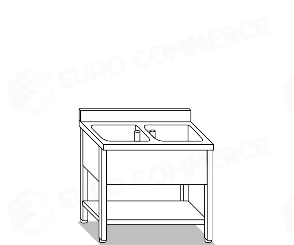 LAVATOI EUR BASI IN ACCIAIO INOX AISI 441 PIANO E TOP LAVELLO IN ACCIAIO INOX AISI 304 - VG1236 VG1237 - MITTEL