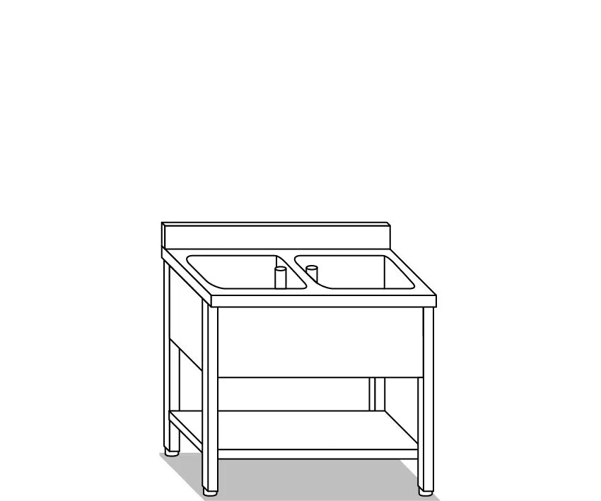 LAVATOI EUR BASI IN ACCIAIO INOX AISI 441 PIANO E TOP LAVELLO IN ACCIAIO INOX AISI 304 - VG1236 VG1237 - MITTEL