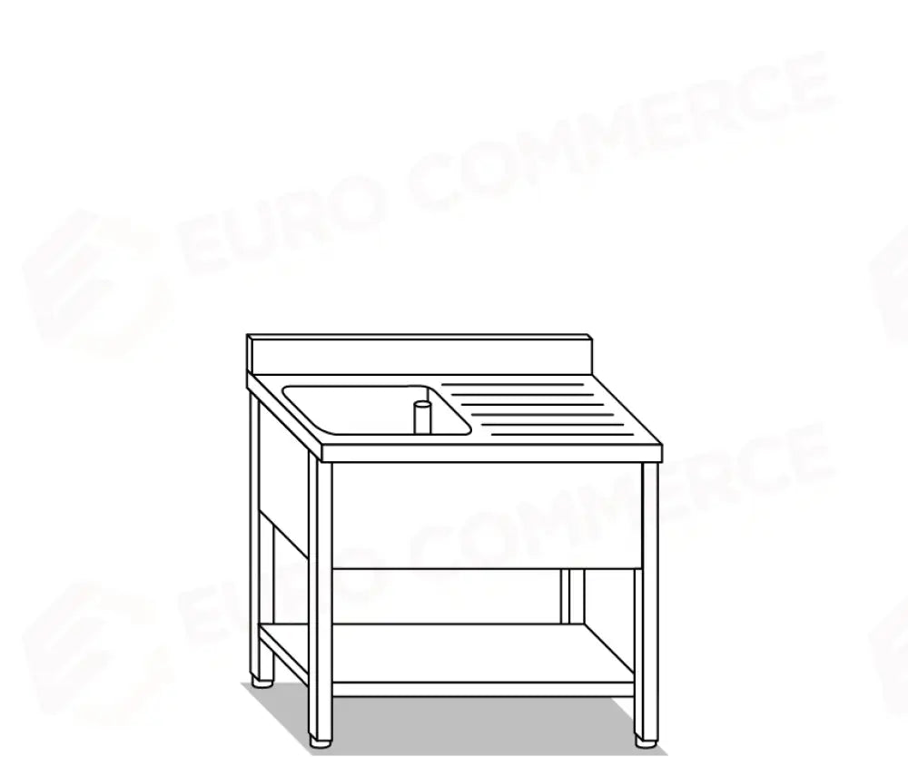 LAVATOI EUR BASI IN ACCIAIO INOX AISI 441 PIANO E TOP LAVELLO IN ACCIAIO INOX AISI 304 - VG1216 VG1217 - MITTEL