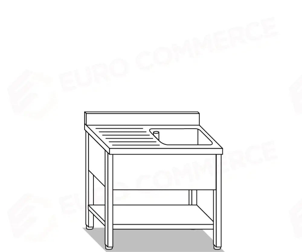 LAVATOI EUR BASI IN ACCIAIO INOX AISI 441 PIANO E TOP LAVELLO IN ACCIAIO INOX AISI 304 - VG1226 VG1227 - MITTEL