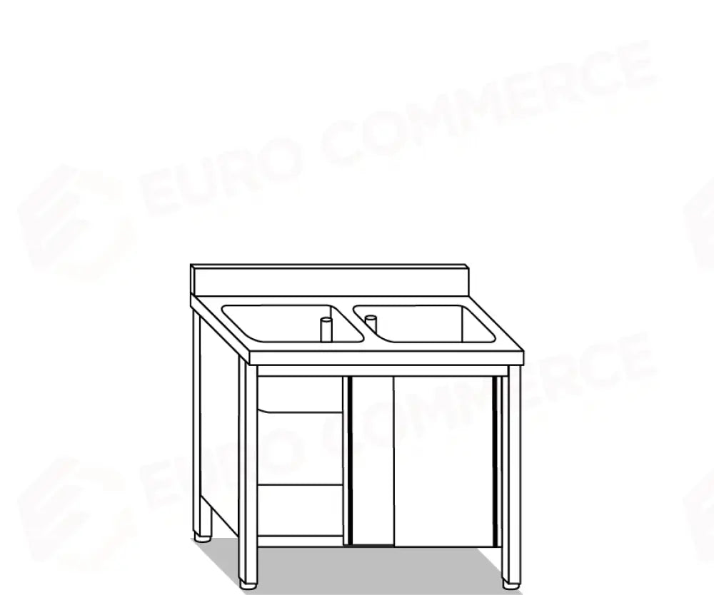 LAVATOI EUR BASI IN ACCIAIO INOX AISI 441 PIANO E TOP LAVELLO IN ACCIAIO INOX AISI 304 - V01610 V01710 - MITTEL