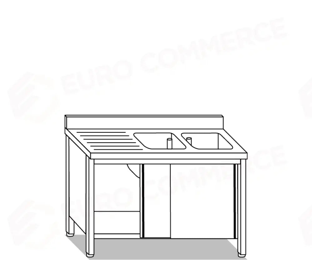 LAVATOI EUR BASI IN ACCIAIO INOX AISI 441 PIANO E TOP LAVELLO IN ACCIAIO INOX AISI 304 - V01612 V01712 - MITTEL